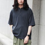 DK.GRAY | オーバーサイズワッフルヘンリーネックTシャツ | coen OUTLET