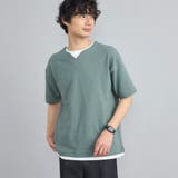 ROYAL | リップルフェイクレイヤードヘンリーネックTシャツ | coen【men】
