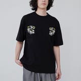BLACK | 刺繍ハッポウプリントTシャツ | coen【men】