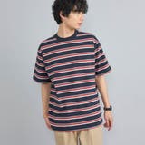 NAVY | USAコットンマルチボーダーTシャツ | coen【men】