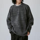 BLACK | ポリウーリークルーネックルーズニット | coen【men】
