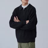 BLACK | ルーズシルエットアゼ編みスキッパーニット（WEB限定カラー） | coen【men】