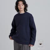 NAVY | 【洗える】ダブルフェイスクルーネックニット | coen【men】