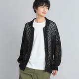 BLACK | リネンタッチメッシュカーディガン | coen【men】