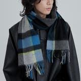 LT.BLUE | ワンポイント刺繍ウールチェックマフラー | coen【men】