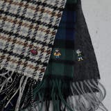 DK.GRAY | ベア刺繍ウールチェックマフラー | coen【men】
