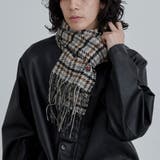 BEIGE | ベア刺繍ウールチェックマフラー | coen【men】