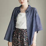 NAVY | コットンレーヨンデニム半袖シャツ | coen【women】