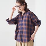 NAVY | オンブレチェック シアーレギュラーシャツ | coen【women】