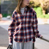 NAVY | オンブレチェックライトネルレギュラーシャツ | coen【women】