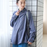 NAVY | コットンミニチェックオックスシャツ | coen【women】