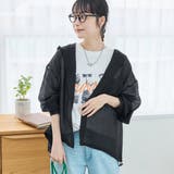 BLACK | シアーフーディーシャツ | coen【women】