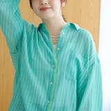 ドライシアーコットン パイピング配色ストライプシャツ | coen【women】 | 詳細画像7 