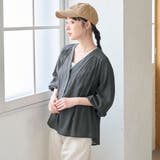 シアーギャザーデザイン Vネックシャツカーディガン | coen【women】 | 詳細画像10 