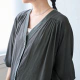 シアーギャザーデザイン Vネックシャツカーディガン | coen【women】 | 詳細画像13 
