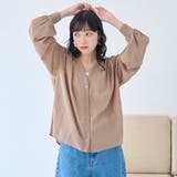 シアーギャザーデザイン Vネックシャツカーディガン | coen【women】 | 詳細画像16 