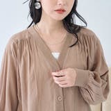 シアーギャザーデザイン Vネックシャツカーディガン | coen【women】 | 詳細画像19 
