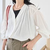 シアーギャザーデザイン Vネックシャツカーディガン | coen【women】 | 詳細画像7 