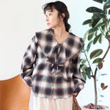 オンブレチェック ラッフルカラーライトネルブラウス | coen【women】 | 詳細画像11