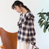 オンブレチェック ラッフルカラーライトネルブラウス | coen【women】 | 詳細画像12