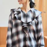 オンブレチェック ラッフルカラーライトネルブラウス | coen【women】 | 詳細画像20