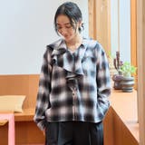 オンブレチェック ラッフルカラーライトネルブラウス | coen【women】 | 詳細画像5