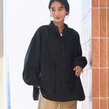 BLACK | ワッシャーコットンフリルチュニックブラウス | coen【women】