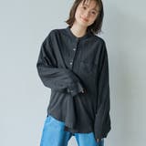 BLACK | リネンレーヨンバンドカラーシャツ | coen【women】