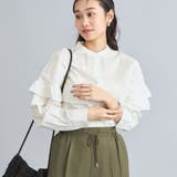 WHITE | ソフトタッチブロードヨコフリルブラウス | coen【women】