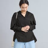 BLACK | バックシャーリングスキッパーブラウス | coen【women】