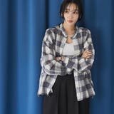 DK.GRAY | オンブレチェックサッカークロップドシャツ | coen【women】