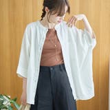 OFF WHITE | 【接触冷感】リネンレーヨンドルマンバンドカラーシャツ | coen【women】
