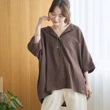 DK.BROWN | 【接触冷感】リネンレーヨンドルマンバンドカラーシャツ | coen【women】