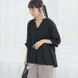 BLACK | 【接触冷感】リラクシースキッパー五分袖ブラウス | coen【women】