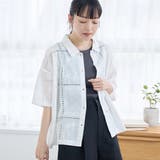 OFF WHITE | パッチワーク風フラワー刺繍半袖シャツ | coen【women】