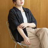 BLACK | パッチワーク風フラワー刺繍半袖シャツ | coen【women】