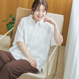 3Dフラワー刺繍 ハーフスリーブシャツ | coen【women】 | 詳細画像1 