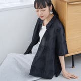 BLACK | 3Dフラワー刺繍 ハーフスリーブシャツ | coen【women】