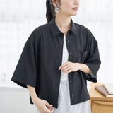BLACK | 【吸水速乾 / 防しわ】シアー ポリエステルボイル 半袖シャツ | coen【women】
