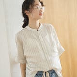 OFF WHITE | Wポケット バンドカラーストライプシャツ | coen【women】