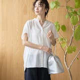 OFF WHITE | ポリエステルボイル ピンタックフレンチスリーブシャツ | coen【women】