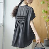 DK.GRAY | ポリエステルボイル ピンタックフレンチスリーブシャツ | coen【women】