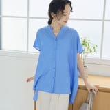 LT.BLUE | ポリエステルボイル ピンタックフレンチスリーブシャツ | coen【women】
