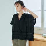 裾刺繍レース スキッパーシアーバンドカラーブラウス | coen【women】 | 詳細画像13