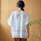 裾刺繍レース スキッパーシアーバンドカラーブラウス | coen【women】 | 詳細画像7