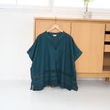 DK.GREEN | 裾刺繍レース スキッパーシアーバンドカラーブラウス | coen【women】
