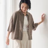 MD.GRAY | カットジャガード ショート丈レギュラーカラー半袖シャツ | coen【women】