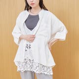 OFF WHITE | 【接触冷感】リネンレーヨンドルマンバンドカラーシャツ | coen【women】