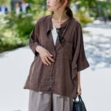 DK.BROWN | 【接触冷感】リネンレーヨンドルマンバンドカラーシャツ | coen【women】