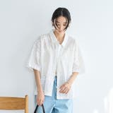 【新色登場・追加】3Dフラワー刺繍 ハーフスリーブシャツ | coen【women】 | 詳細画像3 